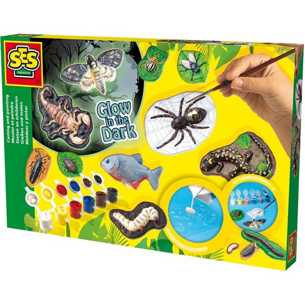 SES Creative Children's Scary Animals Glow in the Dark Casting and Painting Set