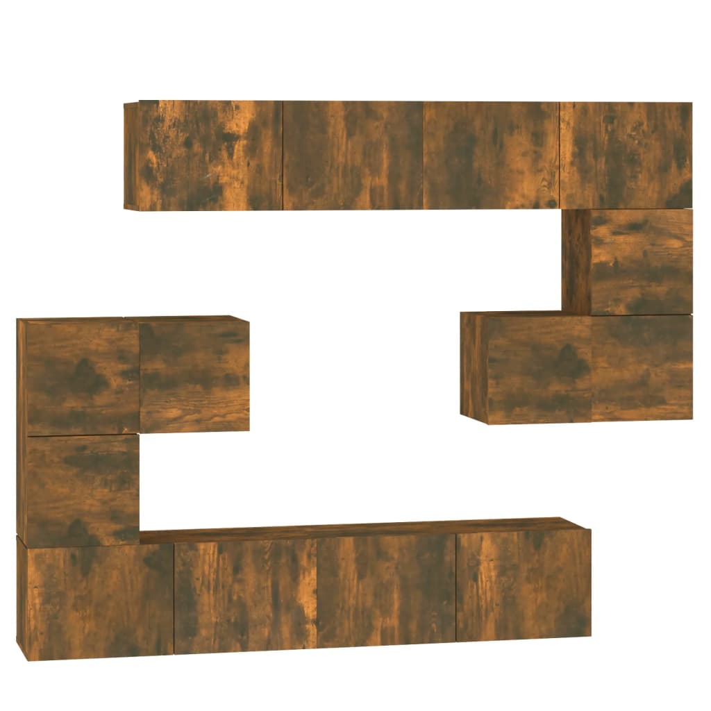 füstös tölgyszínű falra szerelhető szerelt fa TV-szekrény (3114587)