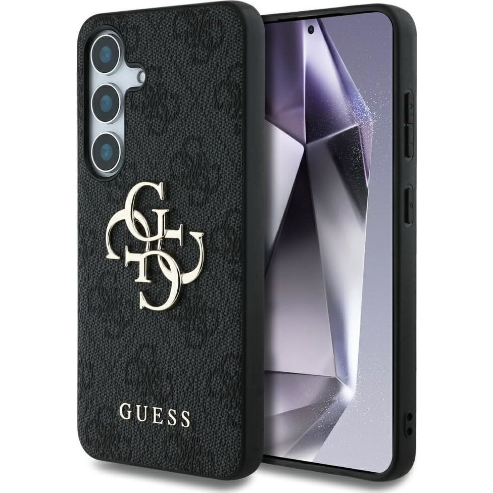 Samsung S25 Guess 4G Big Logo Szilikon Telefonvédő Ütésállóság, Bőr Hatású Hátlap, Fekete (GUHCS25S4GMGGR)