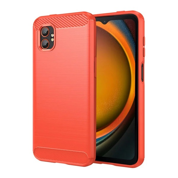 Szilikon telefonvédő (ütésállóság, légpárnás sarok, szálcsiszolt, karbon minta) PIROS Samsung Galaxy Xcover 7 Pro (SM-G766) "Gigapack csomagolás" (GP-169311)