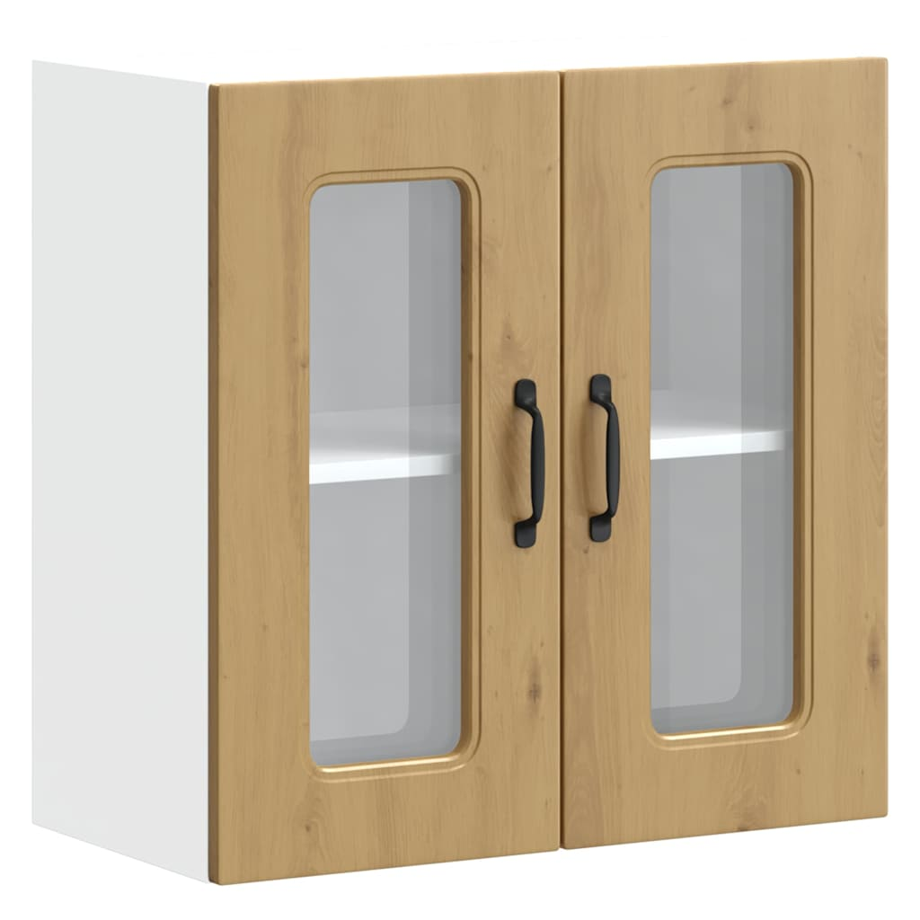 konyhai fali szekrény üvegajtóval Kalmar kézműves tölgy (853676)