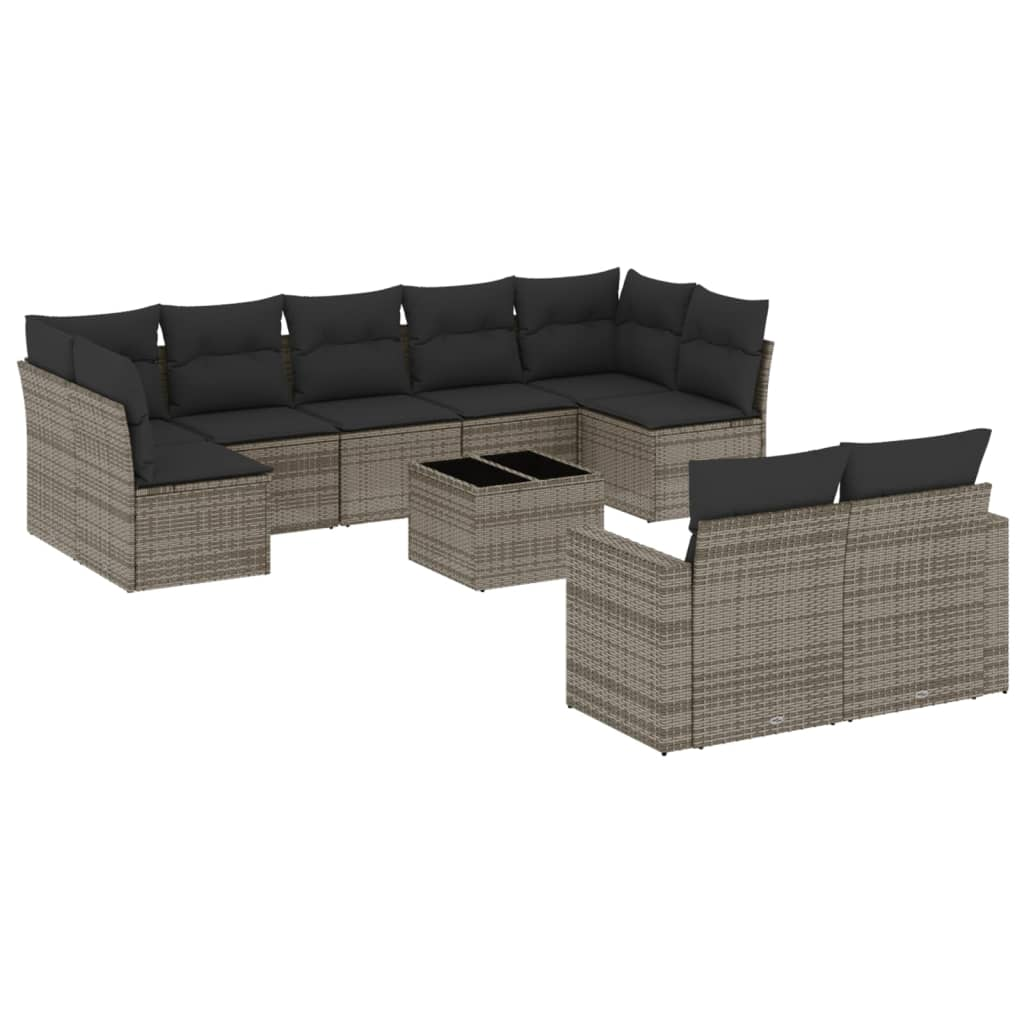 10 részes szürke polyrattan kerti ülőgarnitúra párnákkal (3219420)