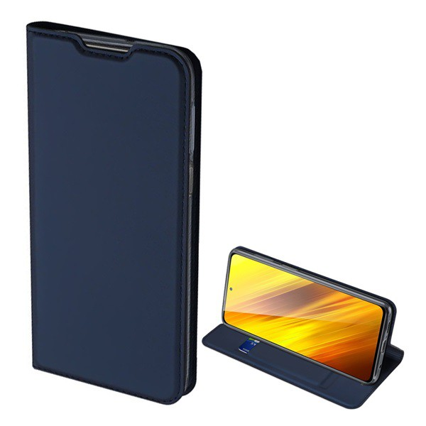 DUX DUCIS SKIN PRO tok álló, bőr hatású (FLIP, oldalra nyíló, bankkártya tartó, asztali tartó funkció) SÖTÉTKÉK [Xiaomi Redmi 9T]