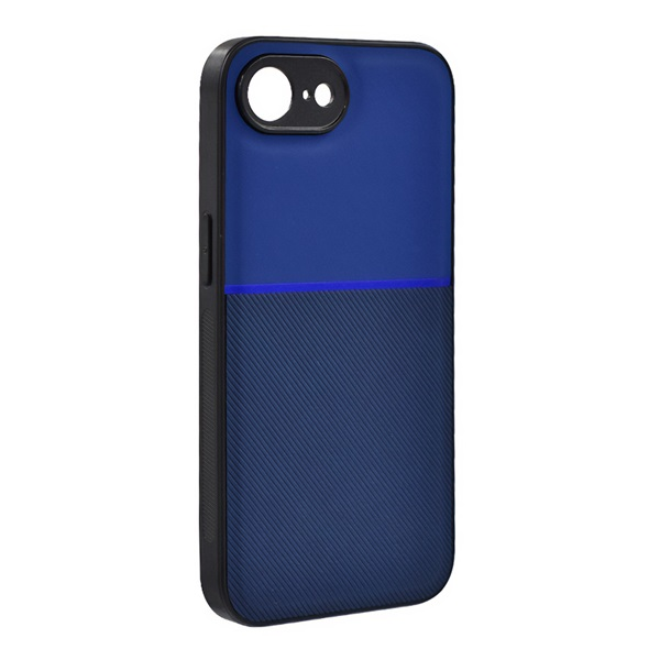 Szilikon telefonvédő (ütésállóság, mágneses, bőr hatású hátlap, csíkos) SÖTÉTKÉK Apple iPhone 16e "Gigapack csomagolás" (GP-167573)