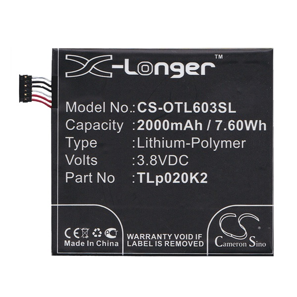 Cameron Sino Li-Polymer akku (3.8V/2000mAh, Alcatel C2000023C2 kompatibilis) FEKETE Alcatel Idol 3 4.7 (OT-6039) (CS-OTL603SL)