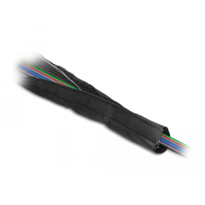 Delock Hőellenálló EMI Shielding fonott borítás tépőzáras rögzítővel, 1 m x 30 mm méretű, fekete (20843) (20843)
