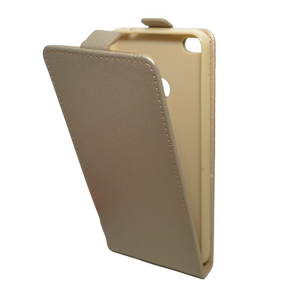 Tok álló, bőr hatású (FLIP, lefelé nyíló, szilikon tartó) ARANY [Huawei P9 Lite (2017)] (5996457711277)