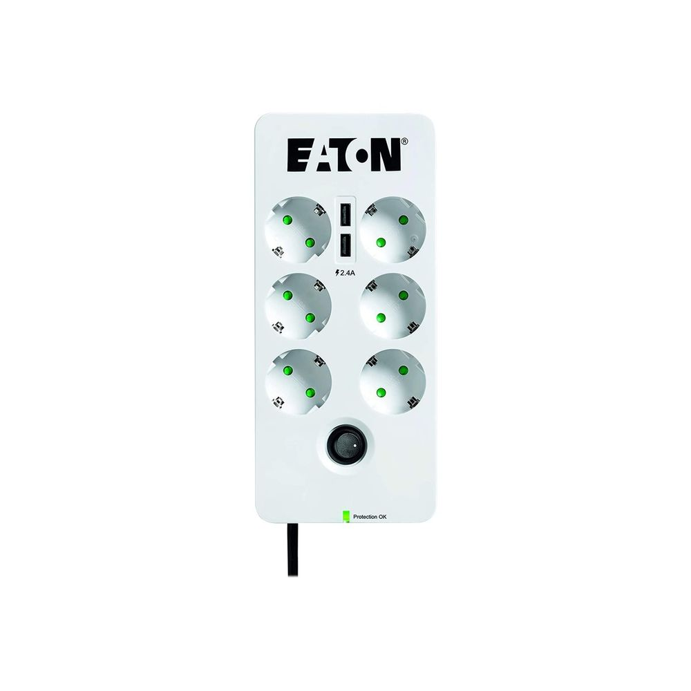 Eaton PB6TUD prepäťová ochrana Čierna, Biela 6 AC zásuvky/AC zásuviek 220 - 250 V 1,5 m (PB6TUD)
