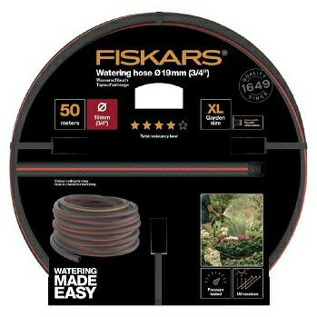 Градински маркуч Fiskars 1027111, Диаметър 19 мм (3/4"), Дължина 50 м, Устойчивост на усукване, 3 слоя, Устойчивост на UV лъчи