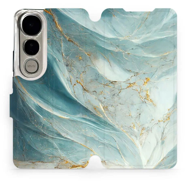 Mobiwear Flip Vivo V50 Lite zöldes márvány tok