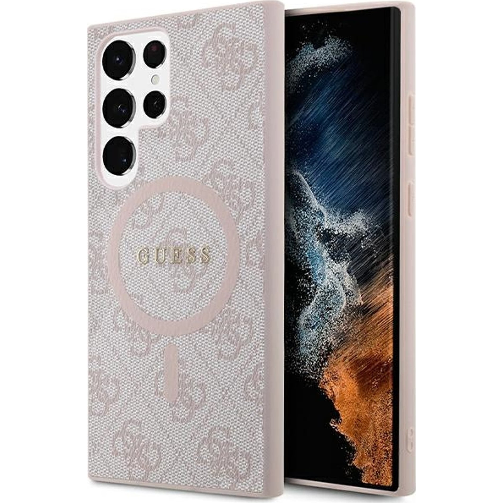 Guess 4G Collection Leather Metal Logo S24 Ultra (S928) MagSafe tok, rózsaszín GUHMS24LG4GFRP (GSM180551)