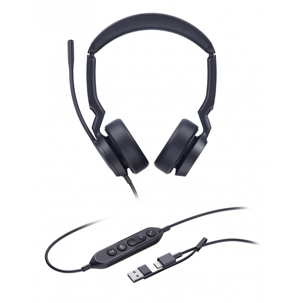 Yealink UH44 Dual Teams USB-C/A Auricolare Cablato A Padiglione Ufficio USB Type-C / USB Type-A Nero
