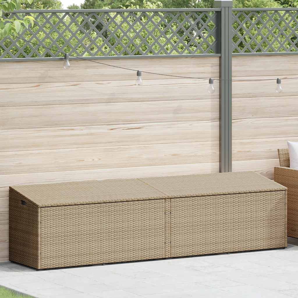 bézs polyrattan kerti tárolóláda 220x50x58 cm (4104077)