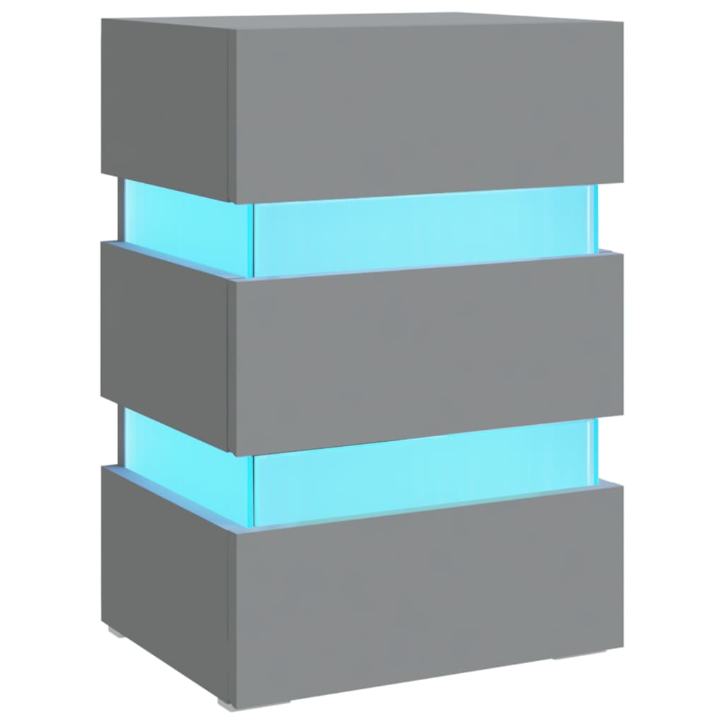 szürke szerelt fa LED-es éjjeliszekrény 45 x 35 x 67 cm (326842)