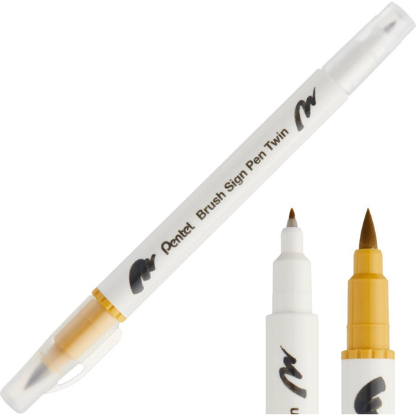 Kétoldalas ecsetfilc kalligráfiához, Brush Sign Pentel Arany Okker