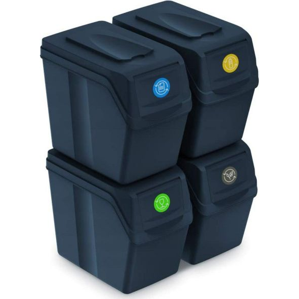 4 Cubos De Reciclaje Plástico Prosperplast Sortibox Antracita 80l