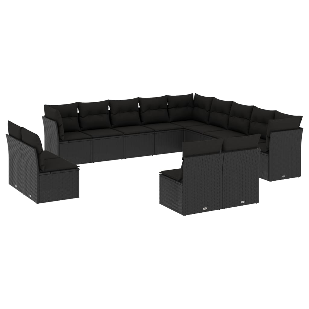 13 részes fekete polyrattan kerti ülőgarnitúra párnákkal (3218485)