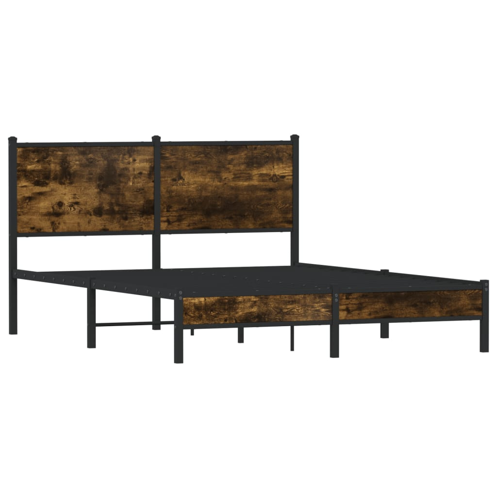 füstös tölgyszínű fém ágykeret matrac nélkül 150 x 200 cm (4007816)