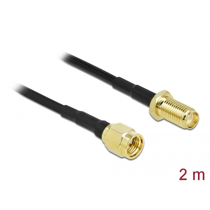 Delock antennakábel SMA-dugó - SMA-hüvely LMR/CFD100, 2m (90442) (DE90442)