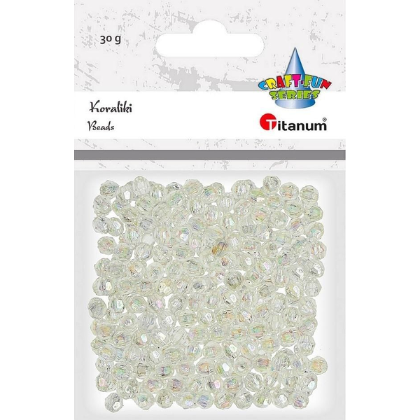  Titanum Koraliki plastikowe fasetowane 30g białe