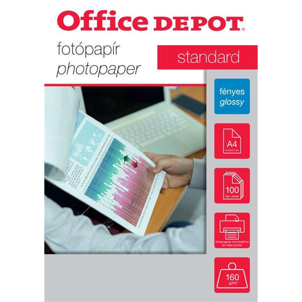 Office Depot Standard A4 Fényes fotópapír 160g/m2 (100db/csomag)