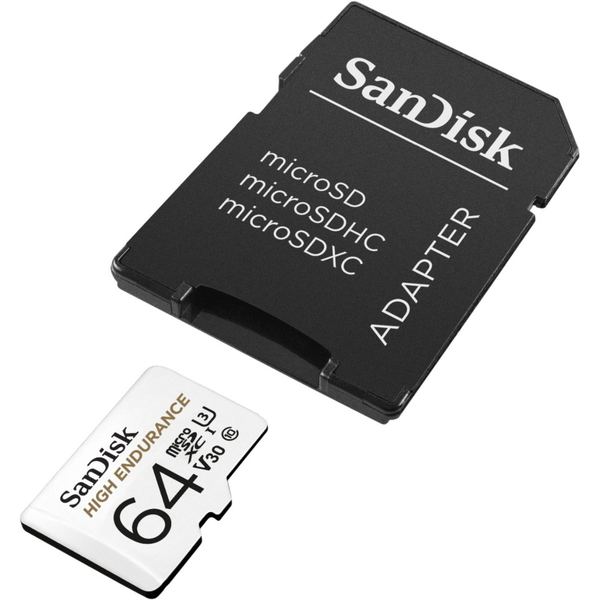 Sandisk 64GB microSDXC High Endurance CL10 U3 V30 + adapterrel