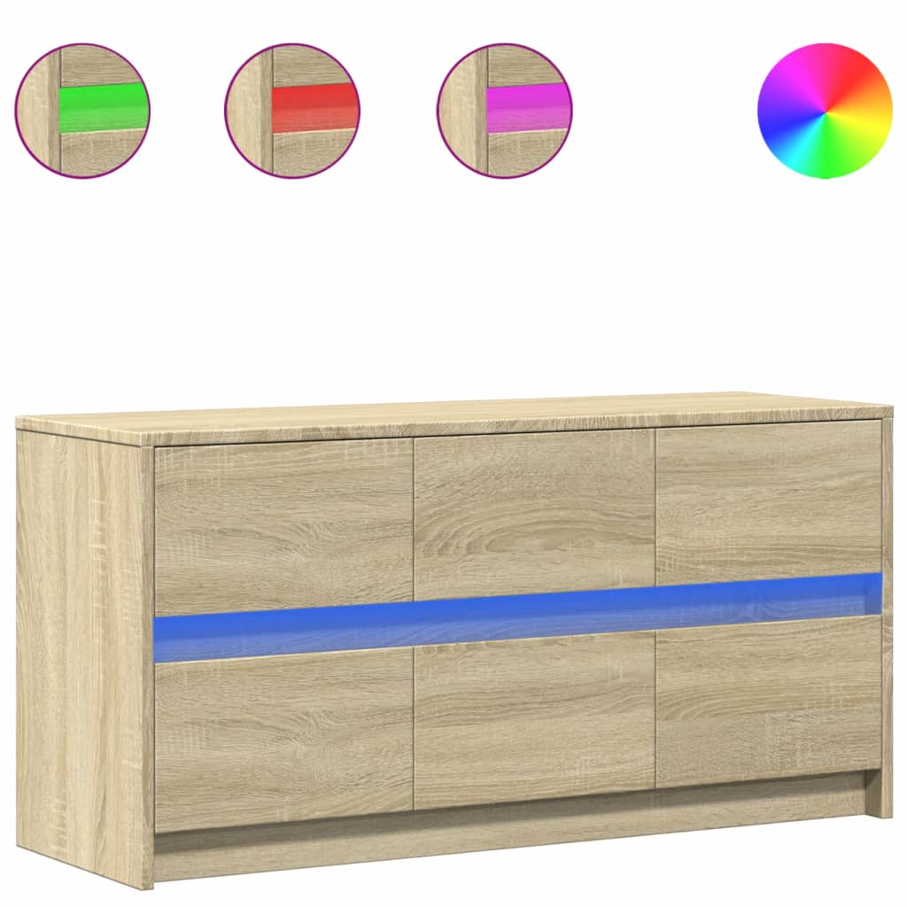 sonoma tölgy színű szerelt fa LED-es TV-szekrény 100x34x50 cm (852217)