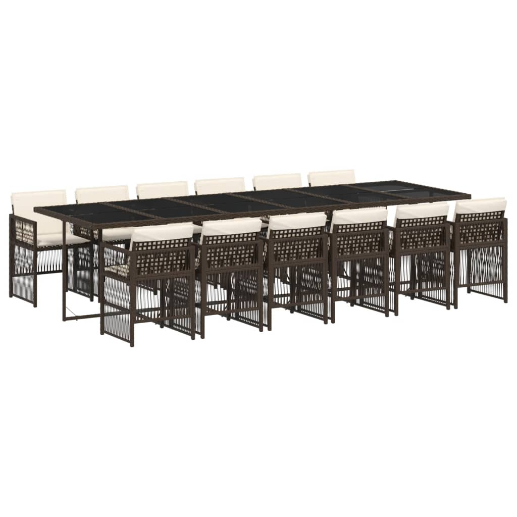 13 részes barna polyrattan kerti ülőgarnitúra párnákkal (3210945)