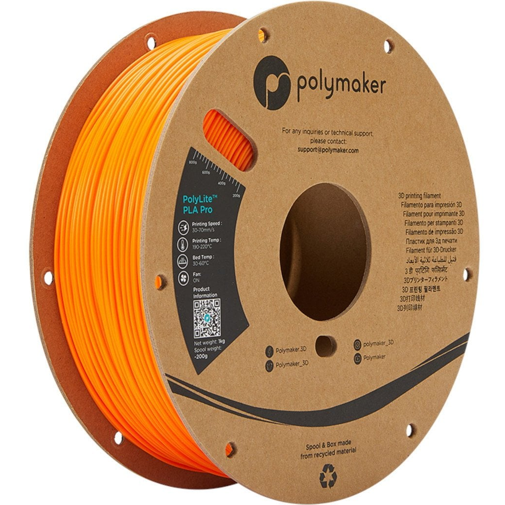 Polymaker PA07010 6938936710356 3D nyomtatószál PLA Pro nagy merevség, ütésálló 1.75 mm 1000 g Narancs PolyLite™ 1 db (PLM-25215)