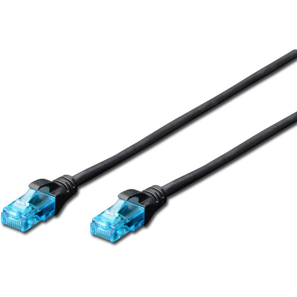 DIGITUS Patchkabel Cat5e U/UTP 2xRJ45 0,50m CU  schw Hebels.