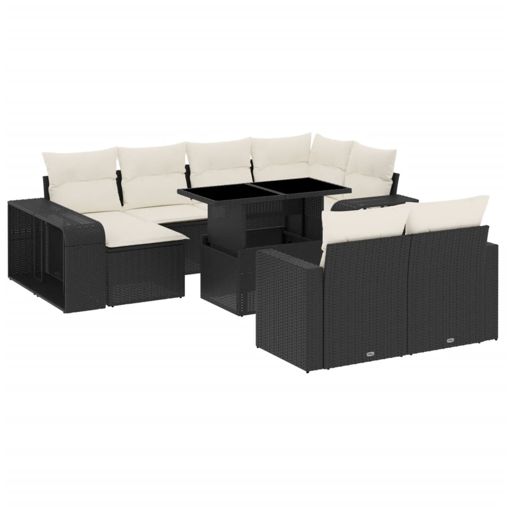 11 részes fekete polyrattan kerti ülőgarnitúra párnákkal (3274579)