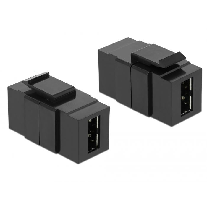 Delock Keystone modul EASY-USB 2.0 A female > EASY-USB 2.0 A female fekete (86368) (d86368)