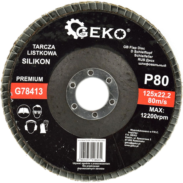 Geko Tarcza listkowa"SILIKON" 125mm P80 GEKO PREMIUM(10/200)