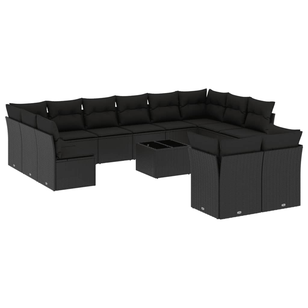 13 részes fekete polyrattan kerti ülőgarnitúra párnákkal (3250274)