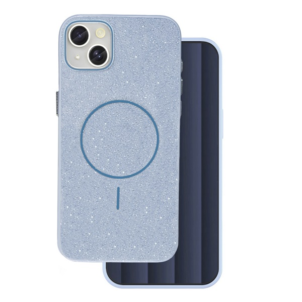 Szilikon telefonvédő (műanyag hátlap, kameravédő, MagSafe, csillogó) VILÁGOSKÉK Apple iPhone 14 "Gigapack csomagolás" (GP-171527) (GP-171527)