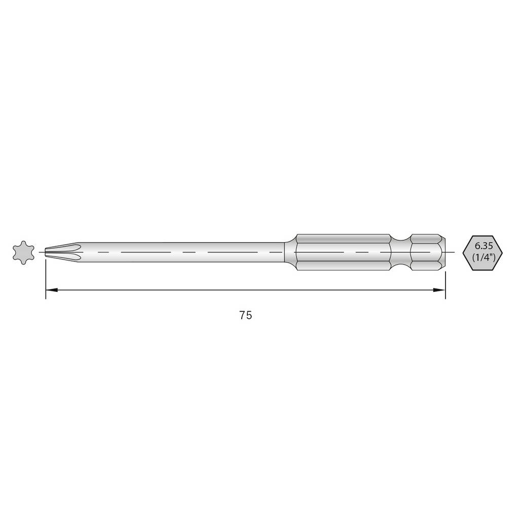 Bernstein Torx bit HRC acél Ötvözött E 6.3 6 db (6-TX10-75) (6-TX10-75)