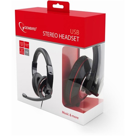 Gembird MHS-U-001 USB sztereó fejhallgató mikrofonnal, fekete