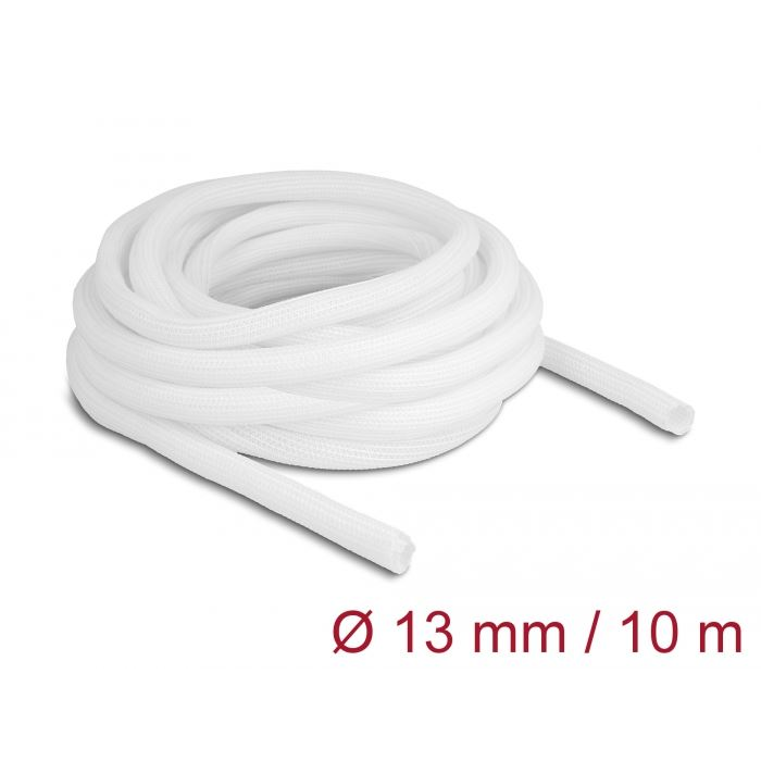 Delock fonott kábelharisnya önzáródó 10mx13mm fehér (20813) (delock20813)