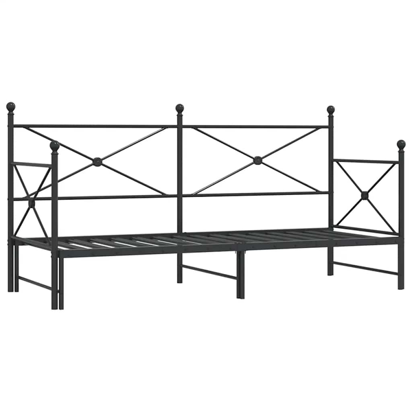 Pat de zi cu căuț fără saltea Negru 80x200 cm Oțel