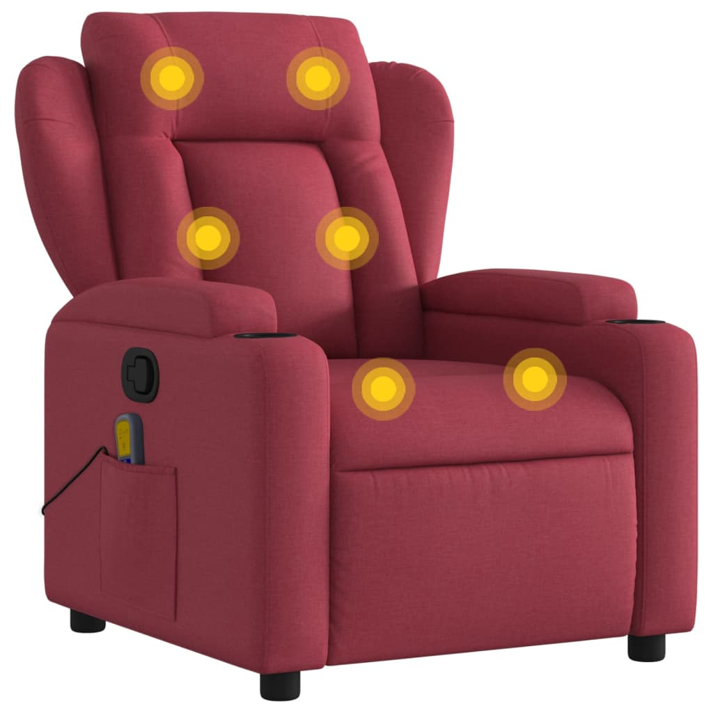 bordó dönthető szövet masszázsfotel (372418)
