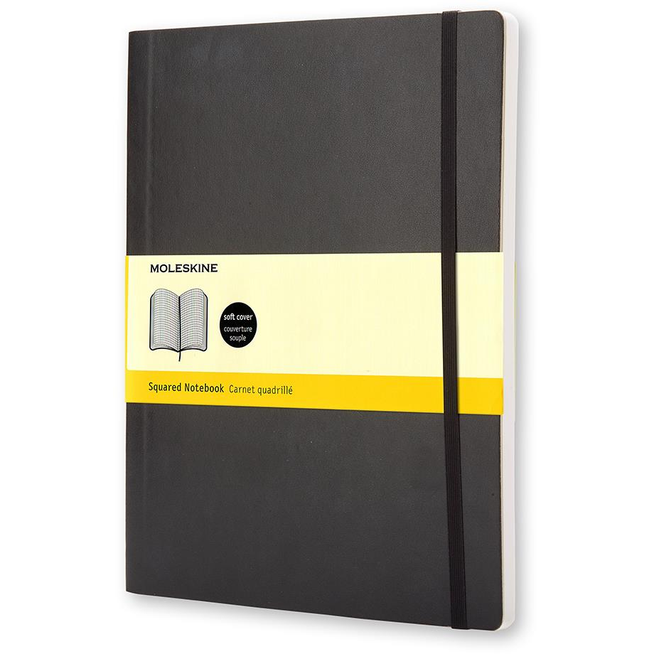 MOLESKINE XL, puha kötés, kockás, fekete (QP622)