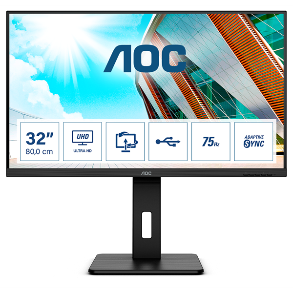 AOC P2 U32P2 Monitor PC 80 cm (31.5") 3840 x 2160 Pixel 4K Ultra HD LED Nero