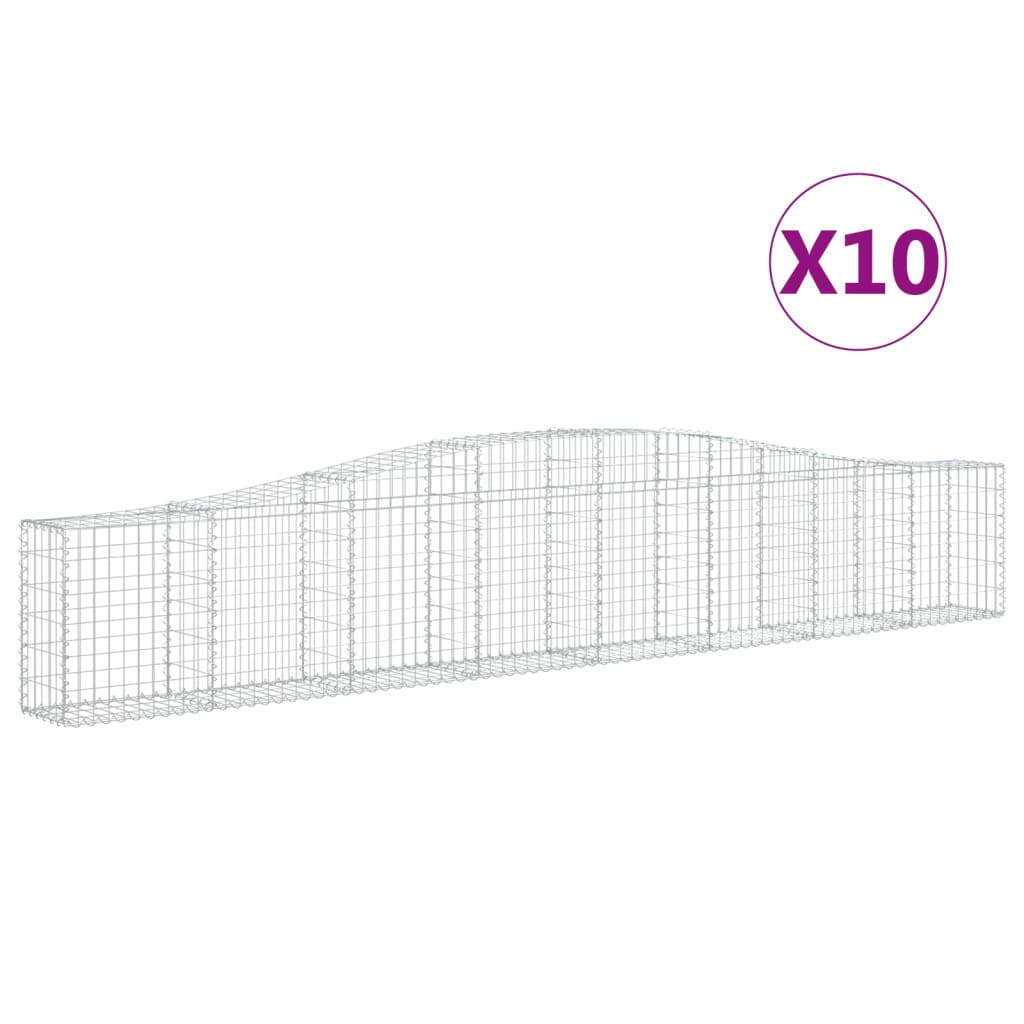 10 db íves horganyzott vas gabion kosár 400x30x60/80 cm (3145808)