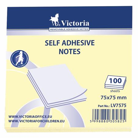 Victoria 75x75 mm Öntapadó jegyzettömb - Sárga (100 lap) (01-565401-LV7575-2013)