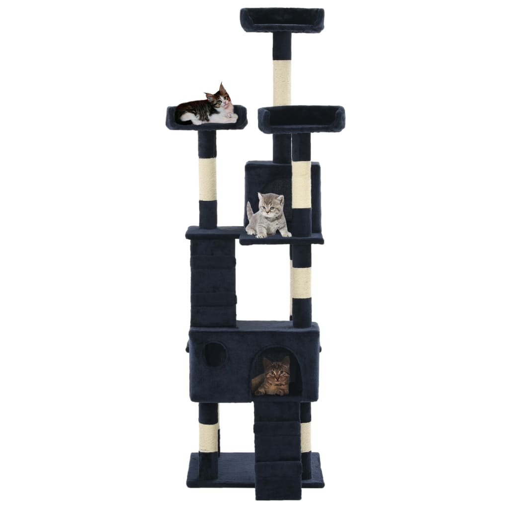 kék macskabútor szizál kaparófákkal 170 cm (170616)