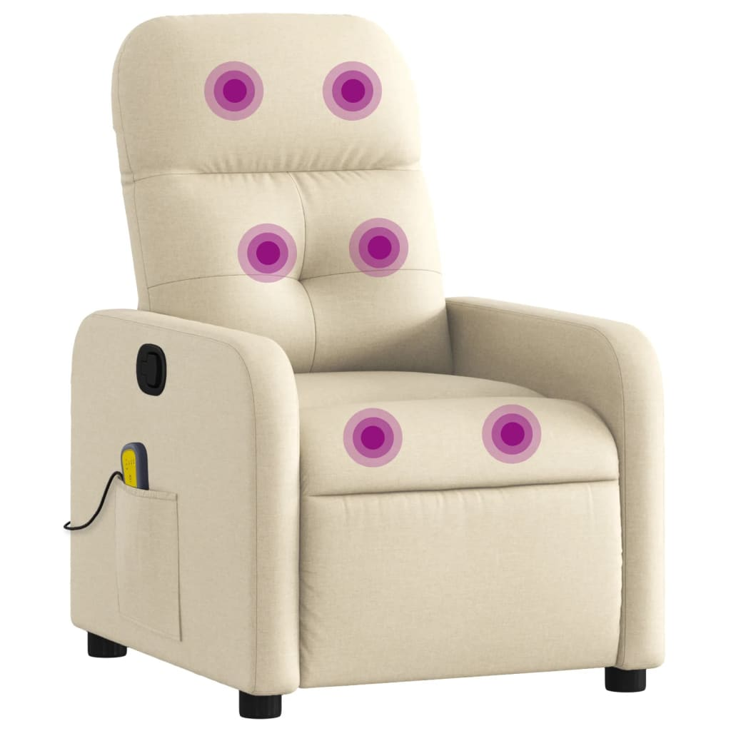 krémszínű szövet dönthető masszázsfotel (374214)