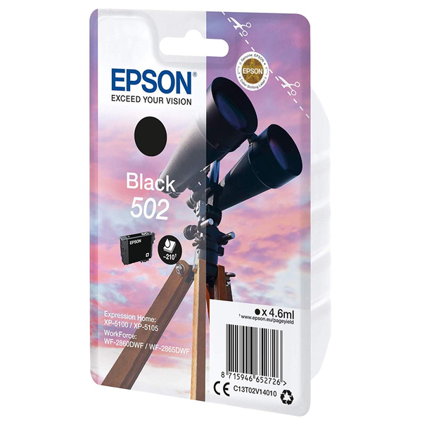 Epson 502 blækpatron 1 stk Original Standard udbytte Sort