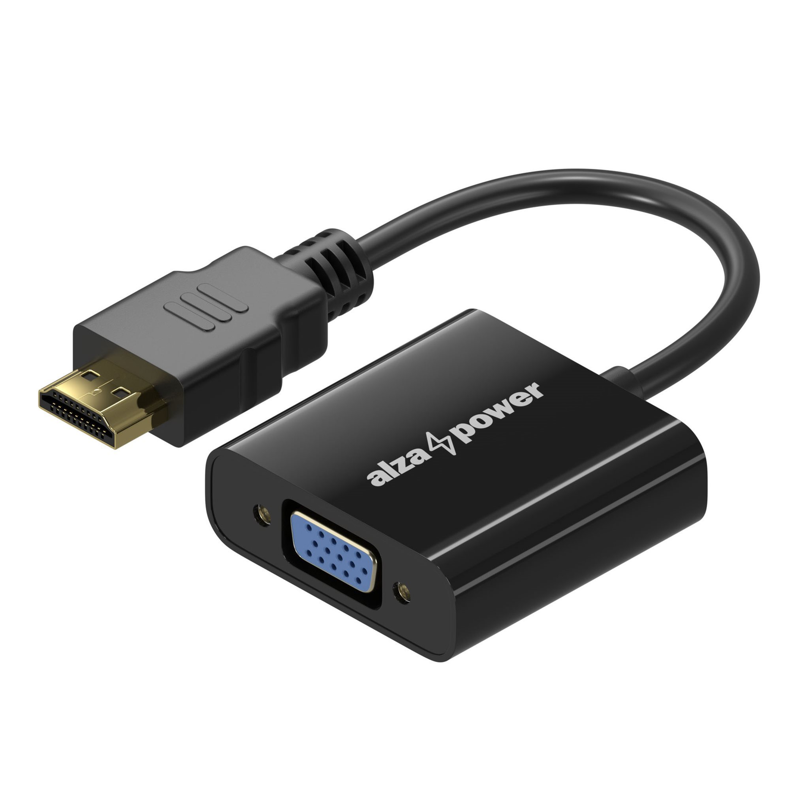 AlzaPower HDMI (M) to VGA (F) 0,18m, fényes fekete (APW-ADHDVG01B)