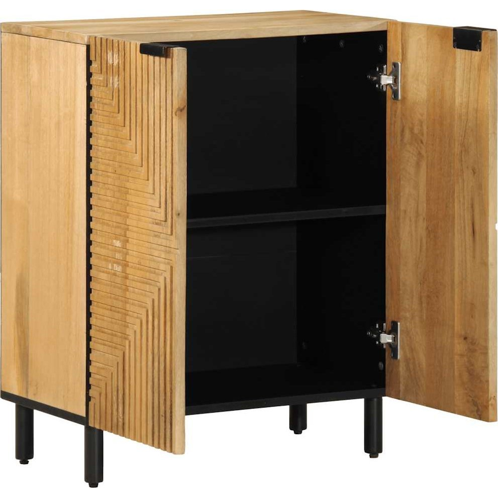 tálalószekrény fekete 60x33x75 cm tömör mangófa (4017722)