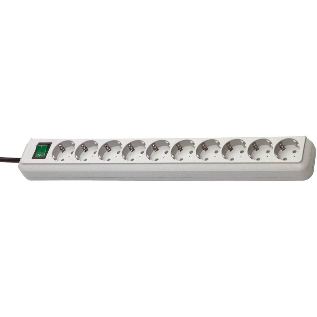 Brennenstuhl 1159350010 Elosztó kapcsolóval 10 részes Élénk szürke Védőérintkezős 3m (b1159350010)